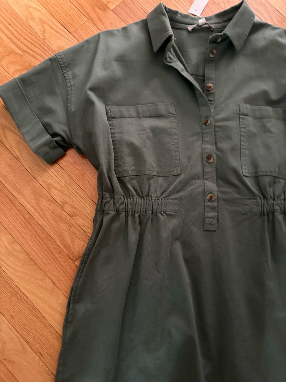 LOFT NWT❗️Collar Sage Green Button-Front Shirt Dress - Picture 7 of 8